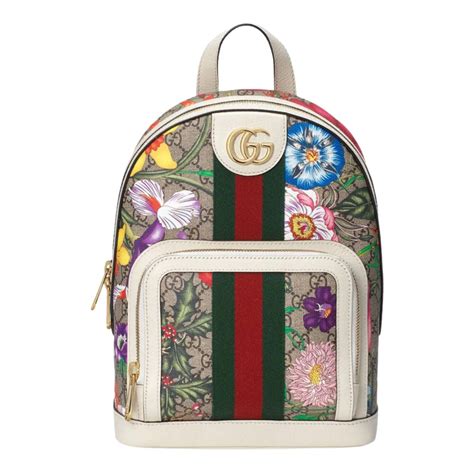 Zaino monogram stampa floreale logo GG Gucci 